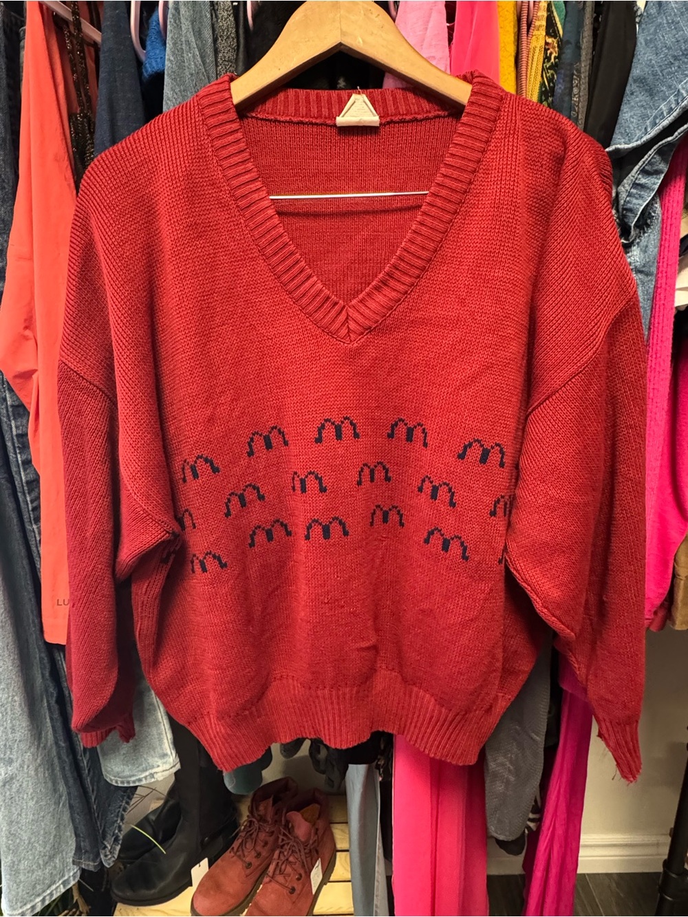 Vintage 1990s McDonald's Embroidered V-Neck Knit Uniform Sweater
